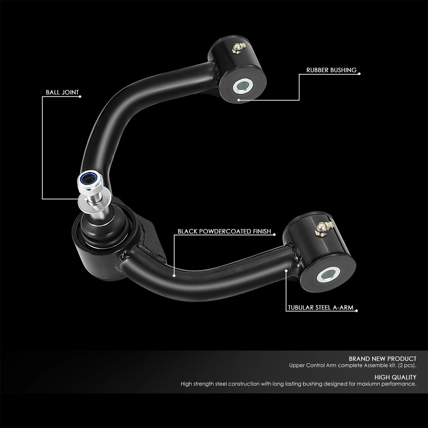 04-22 Ford F150 Lincoln Mark Lt 2-4 in. Lifted Front Upper Control Arms (Black)