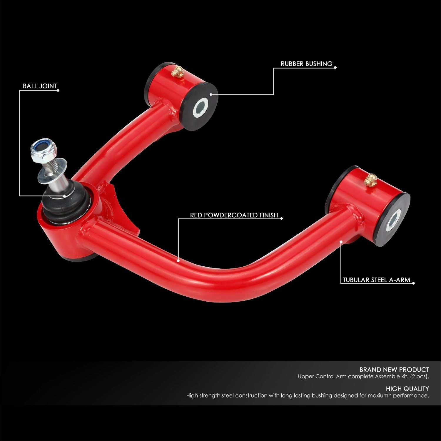 05-22 Toyota Tacoma PreRunner 4WD 2-4 in. Lift Front Upper Control Arms (Red)