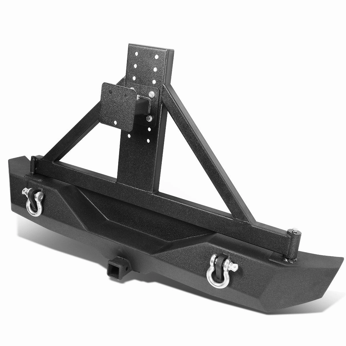 07-17 Jeep Wrangler JK Heavy Duty Steel Rear Bumper w/Hitch Receiver Tire Carrier