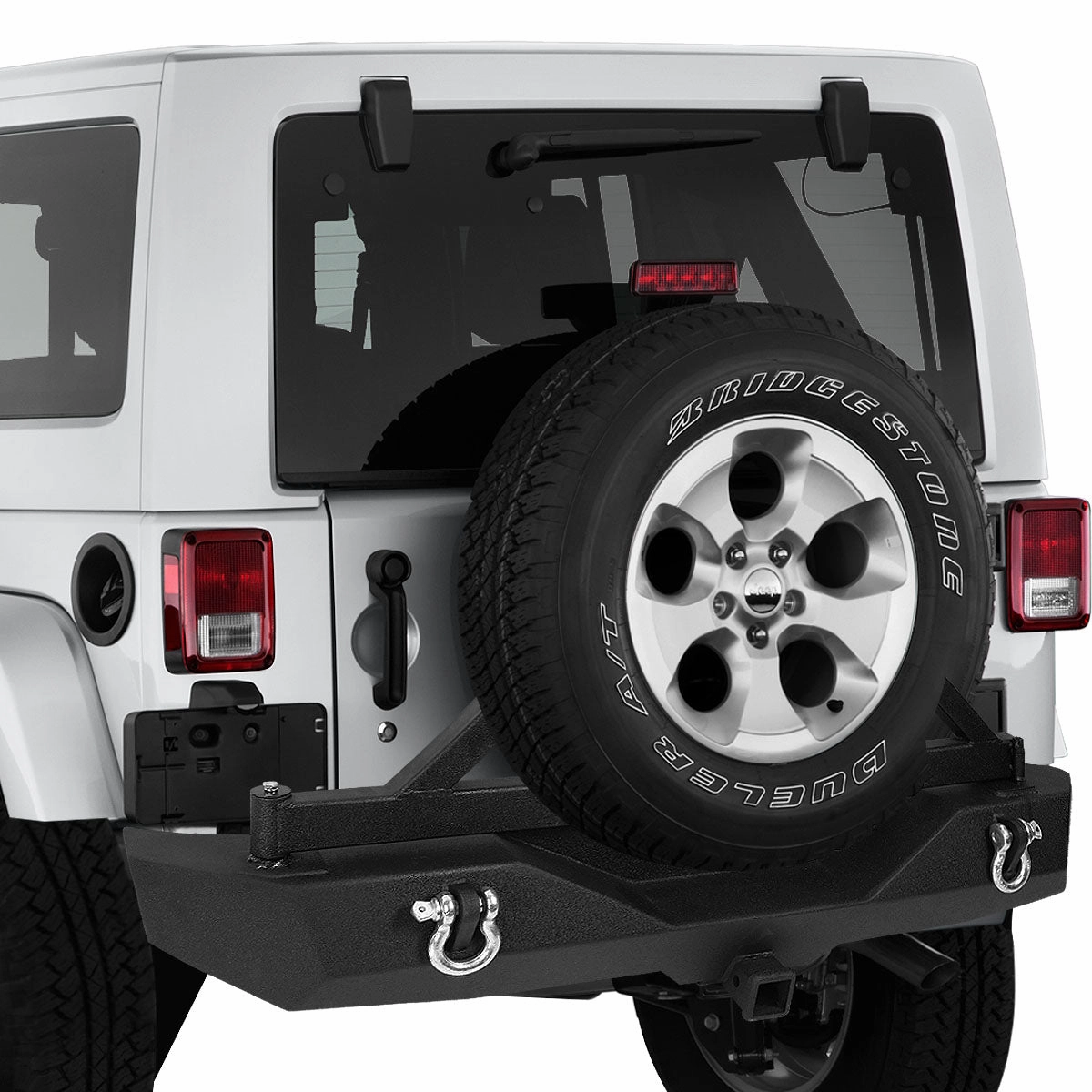 07-17 Jeep Wrangler JK Heavy Duty Steel Rear Bumper w/Hitch Receiver Tire Carrier
