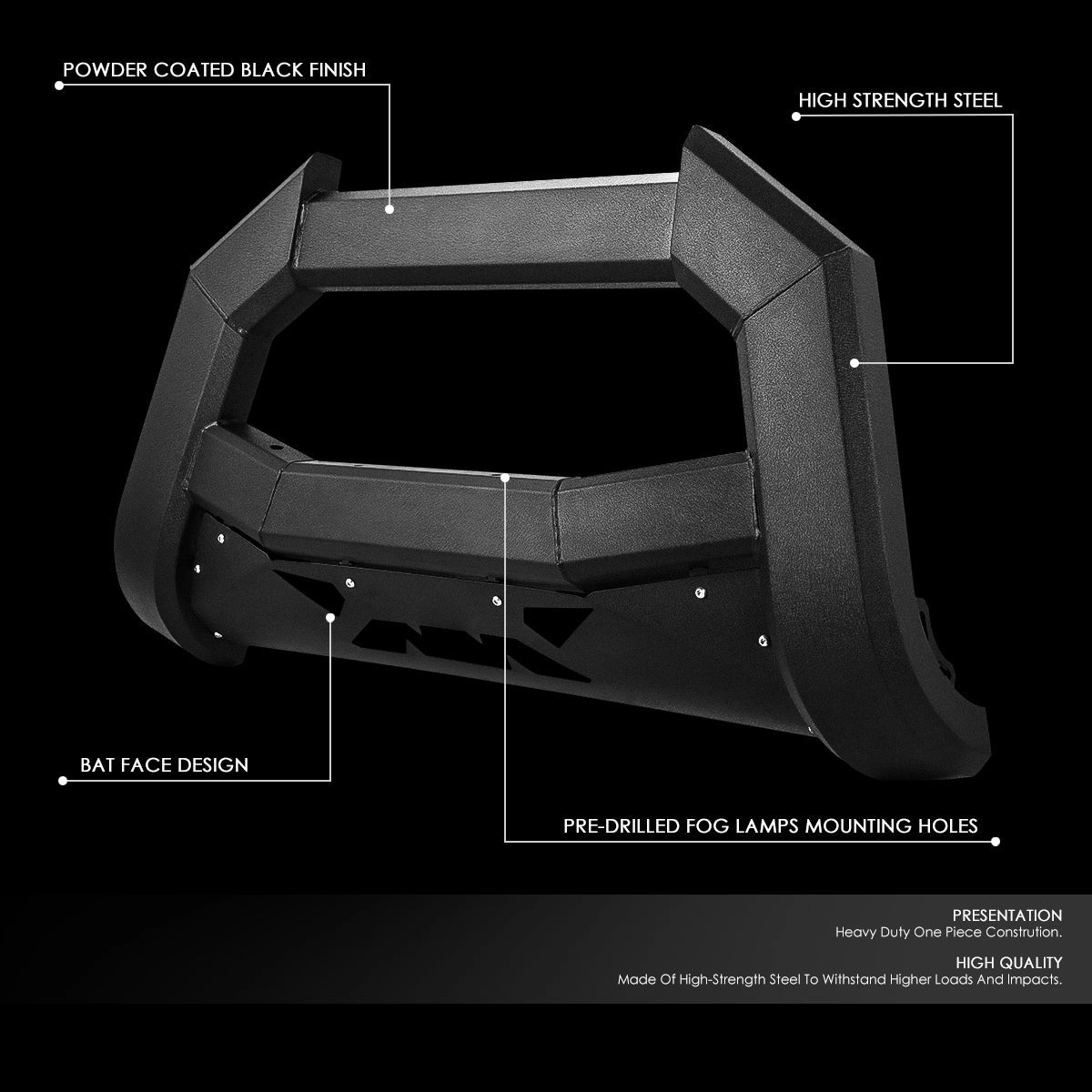 09-22 Ram 1500 (Classic) Bat Face Front Bumper Grille Guard - Carbon Steel