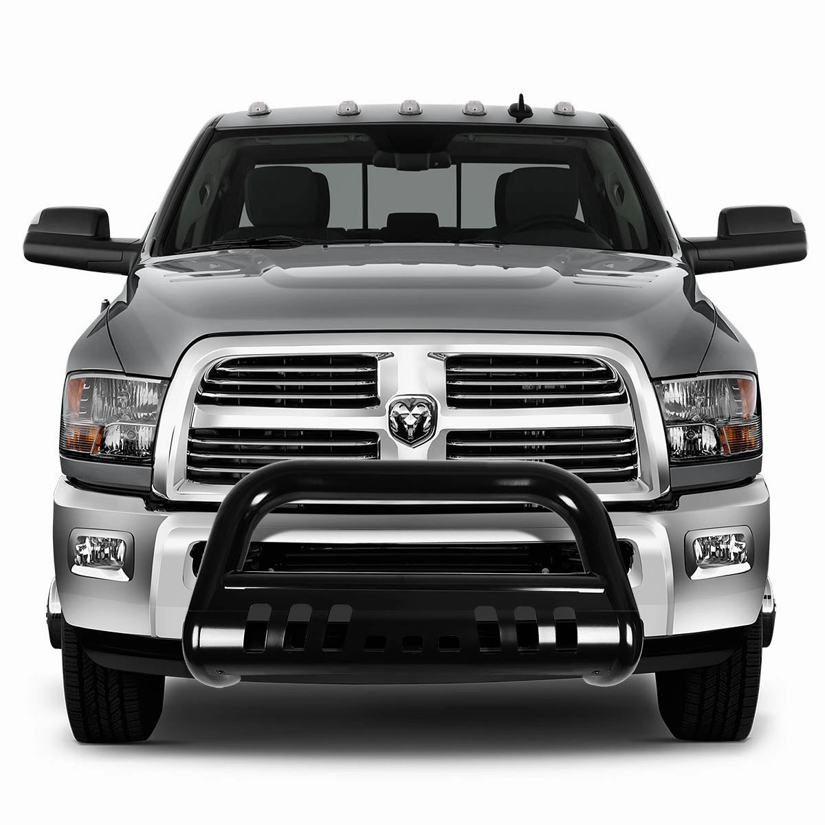 10-18 Dodge Ram 2500 3500 Bull Bar w/Skid Plate - Stainless Steel - Black