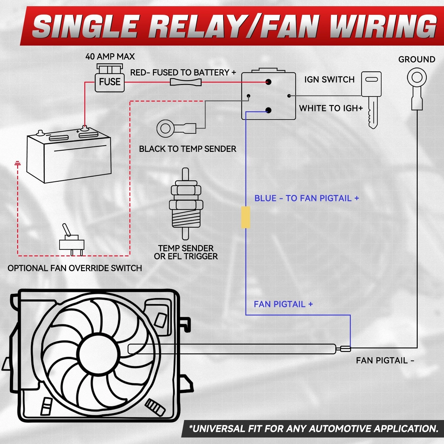 10 in. Electric Radiator cooling Fan Switch Relay Kit