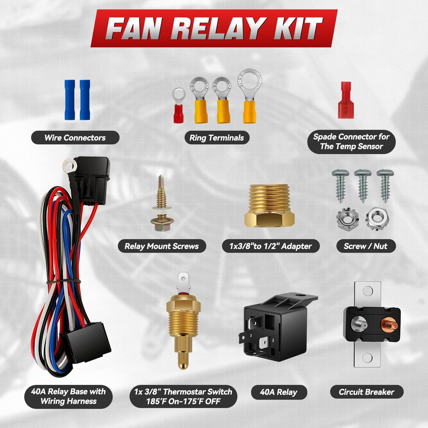 10 in. Electric Radiator cooling Fan Switch Relay Kit