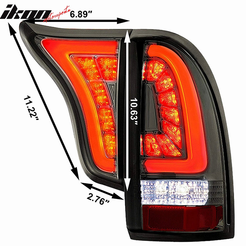 2005-2015 Toyota Tacoma Smoke Lens Chrome Housing LED Tail Lights