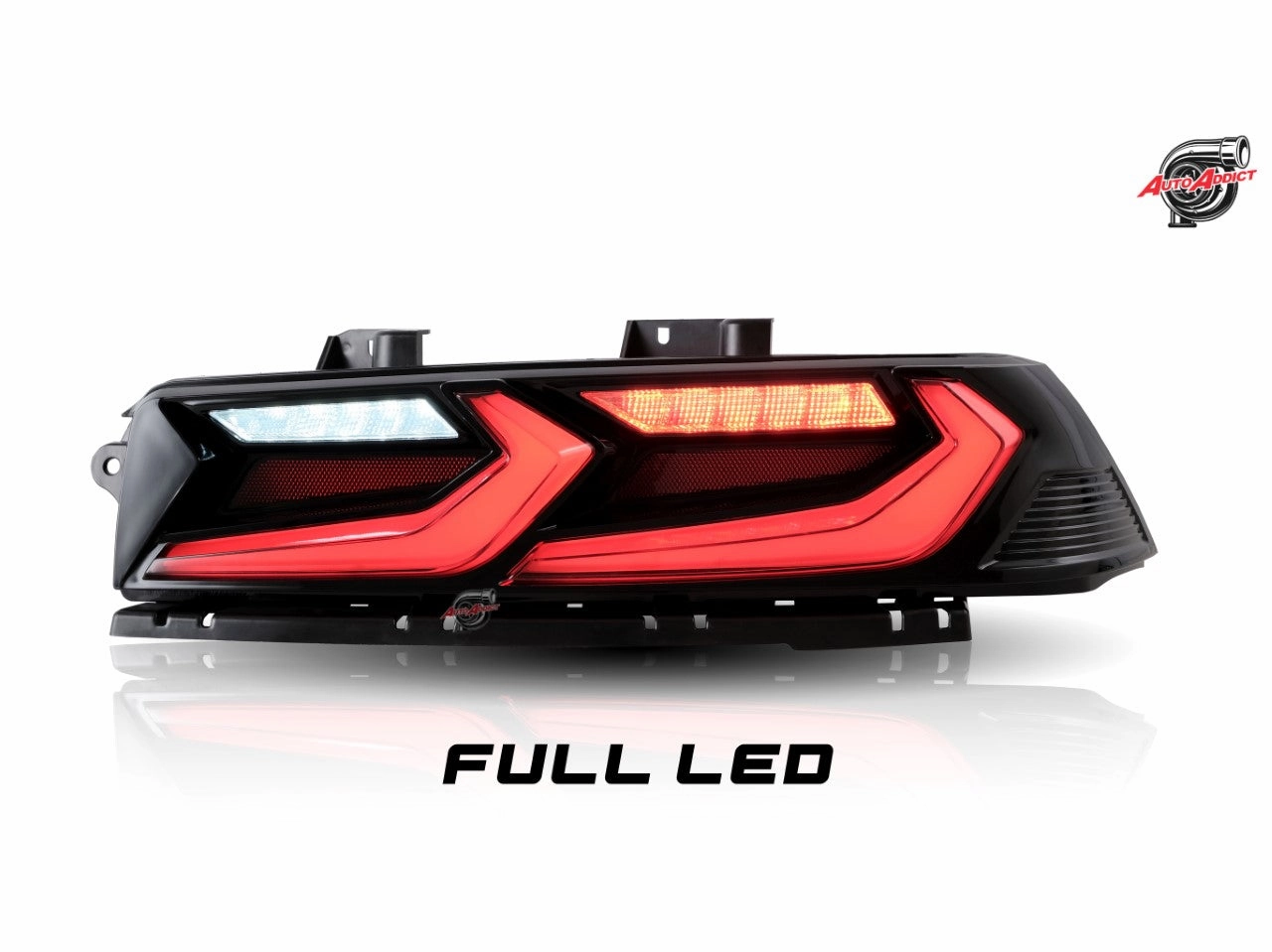 2014-2015 CHEVY CAMARO VELOX LED TAILLIGHTS GLOSS BLACK/RED LENS