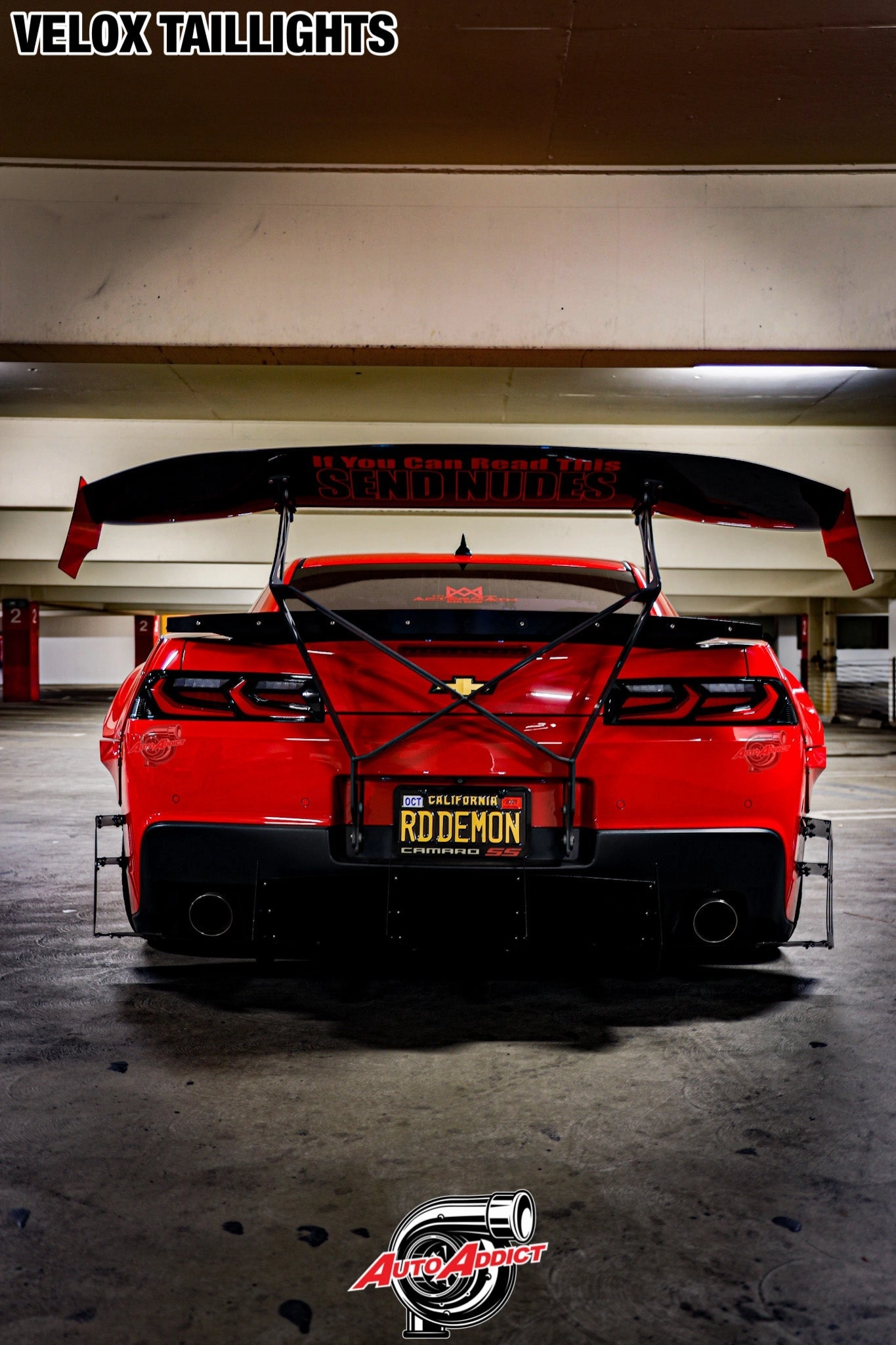 2014-2015 CHEVY CAMARO VELOX LED TAILLIGHTS GLOSS BLACK/RED LENS