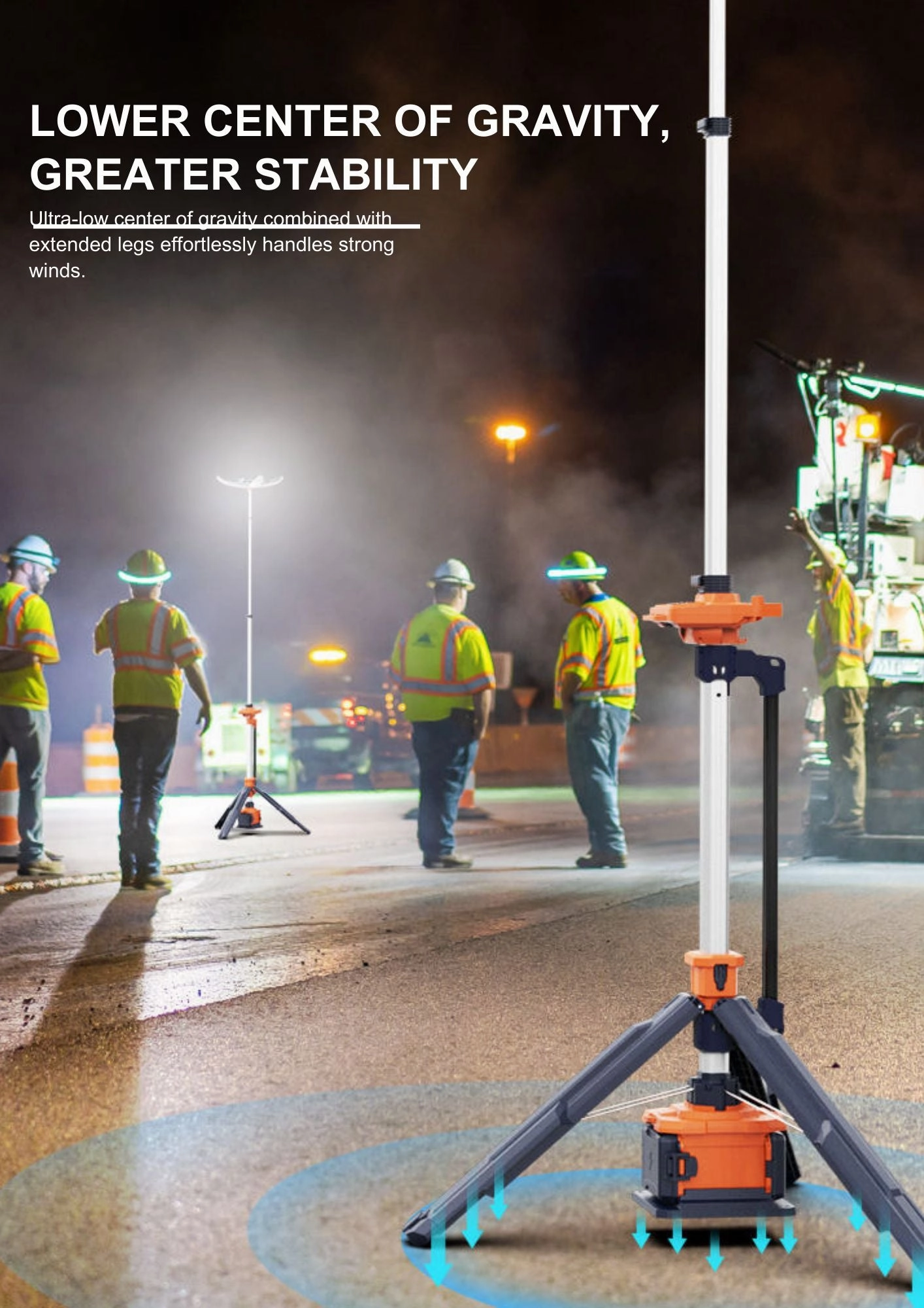 Aiko 3.3M Portable IP66 Li-ion Petal Tower Light (2X Small Battery, 1X Dual Bay Charger) | Model: APL-300-3.3M