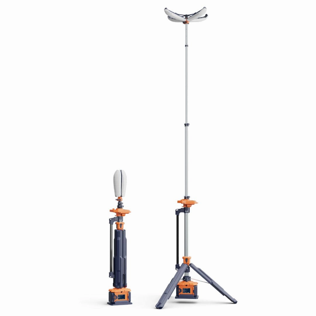 Aiko 3.3M Portable IP66 Li-ion Petal Tower Light (2X Small Battery, 1X Dual Bay Charger) | Model: APL-300-3.3M