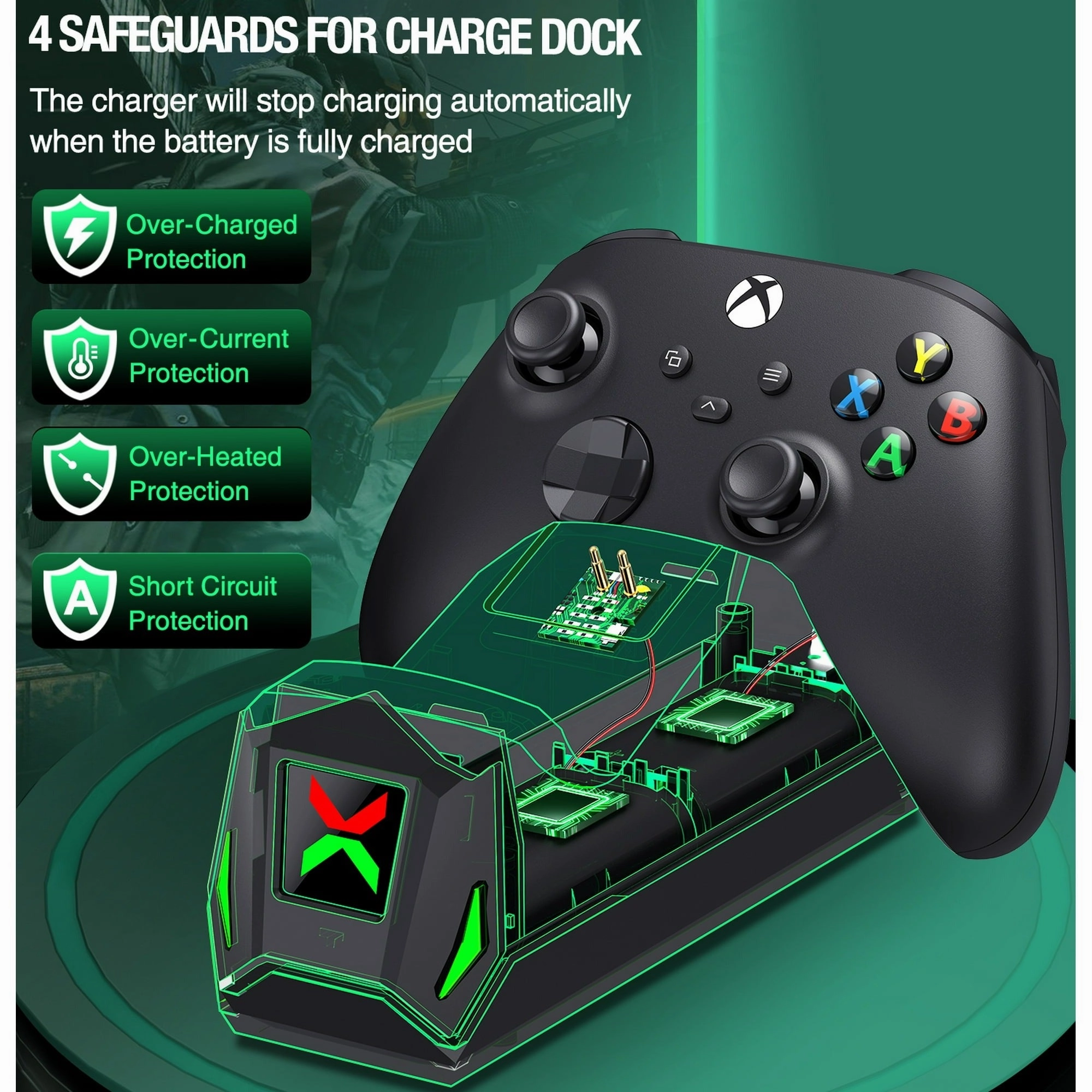 BEBONCOOL Charger Station for Xbox Series X Controller with 2 x 2550mAh Rechargeable Battery Pack