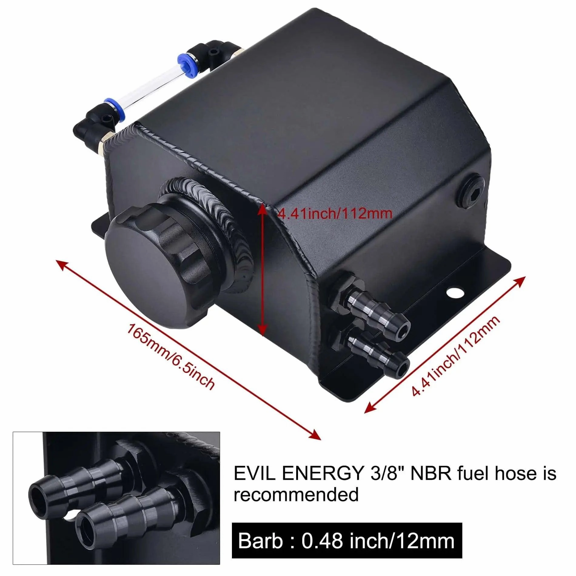 EVIL ENERGY Overflow Tank Coolant Radiator Tank Reservoir Expansion Universal Aluminum