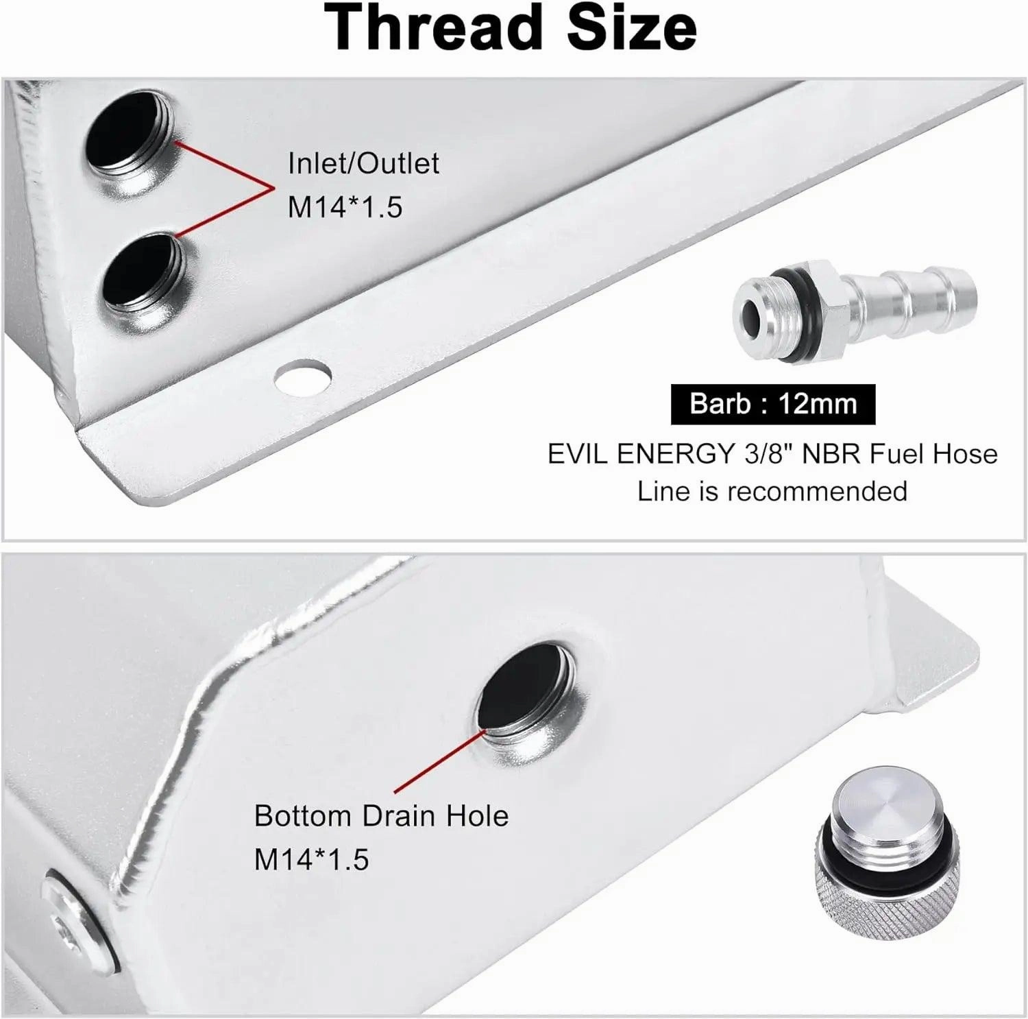 EVIL ENERGY Overflow Tank Coolant Radiator Tank Reservoir Expansion Universal Aluminum