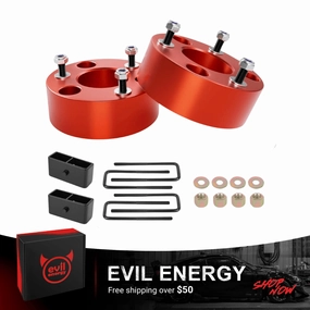 EVIL ENERGY Wheel Spacers  3 Inch Front and 2 Inch Rear for 2007-2023 Chevy – Forged Strut Spacers Red