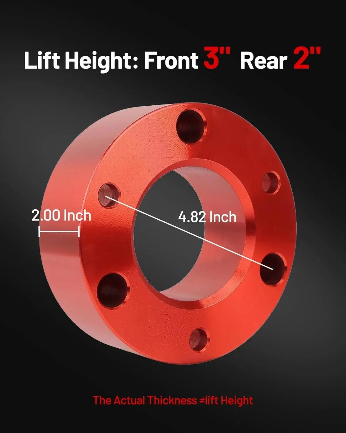 EVIL ENERGY Wheel Spacers  3 Inch Front and 2 Inch Rear for 2007-2023 Chevy – Forged Strut Spacers Red