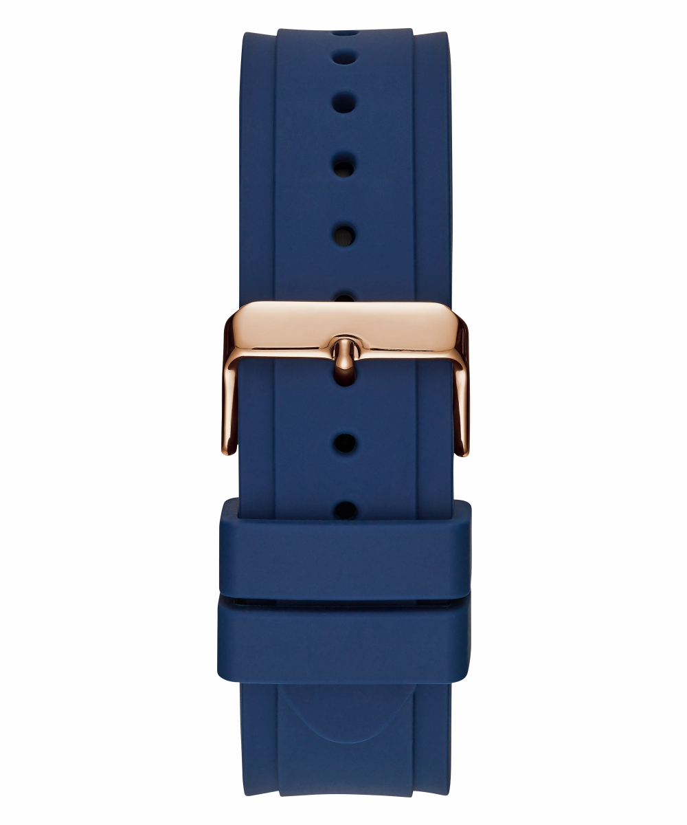 GUESS Mens Blue Rose Gold Tone Multi-function Watch