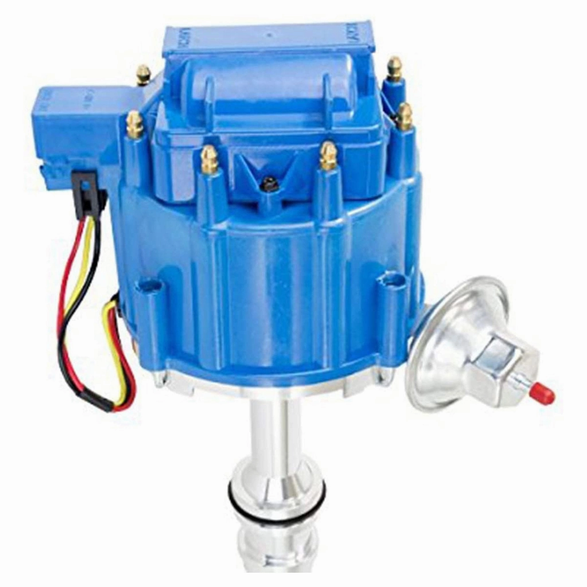 HEI Distributor with BBF Spark Plug Wires & HEI Pigtail Harness Complete Kit Compatible with Ford HD FE-FT 330 361 391 5-16" Shaft One-Wire Installation Blue Cap