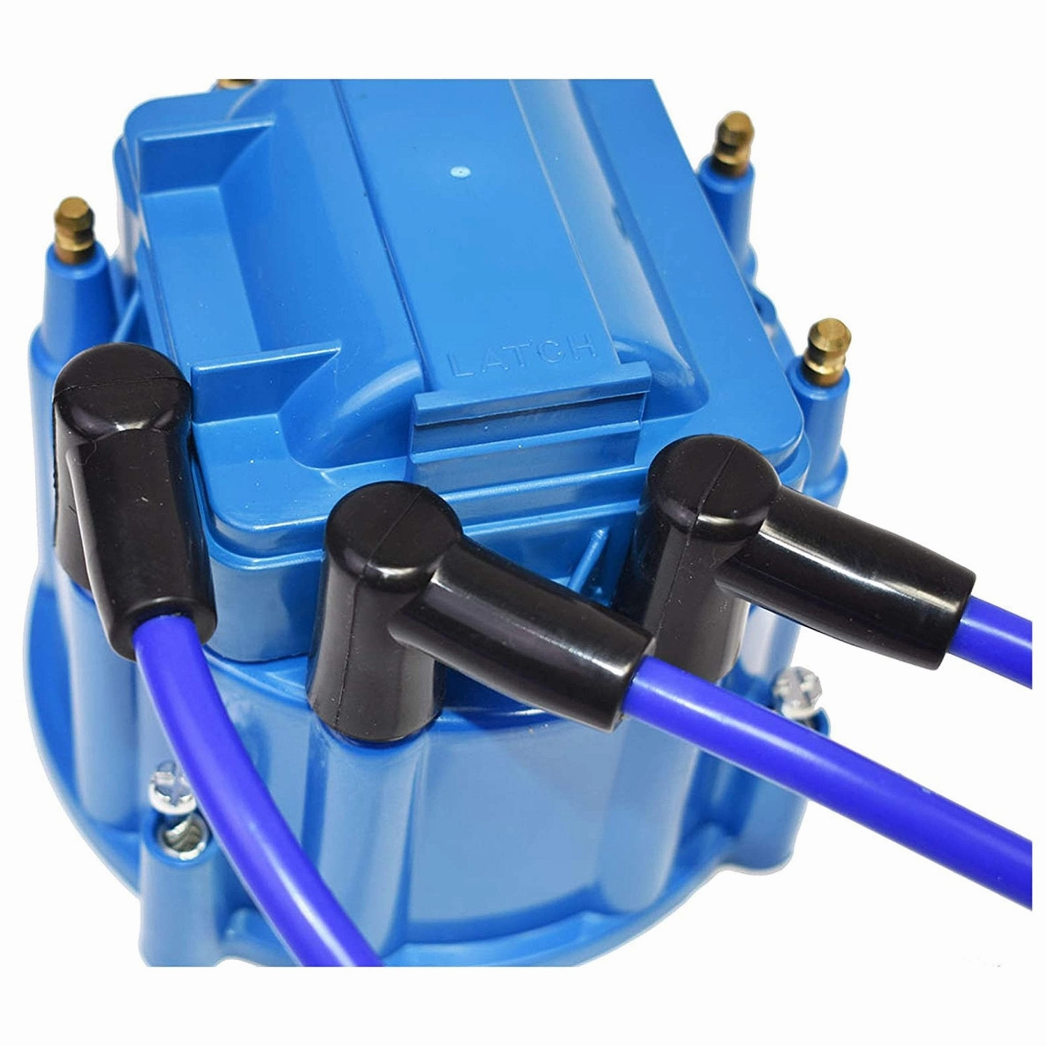 HEI Distributor with BBF Spark Plug Wires & HEI Pigtail Harness Complete Kit Compatible with Ford HD FE-FT 330 361 391 5-16" Shaft One-Wire Installation Blue Cap