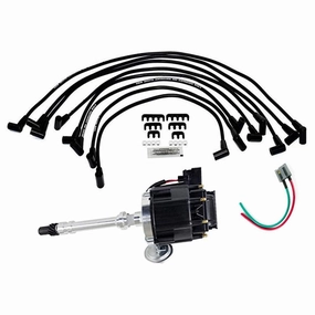 HEI Distributor with SBC Spark Plug Wires & HEI Pigtail Harness Complete Kit Compatible with Chevrolet Chevy GM GMC SBC 262 265 267 283 302 305 307 327 383 400 Black