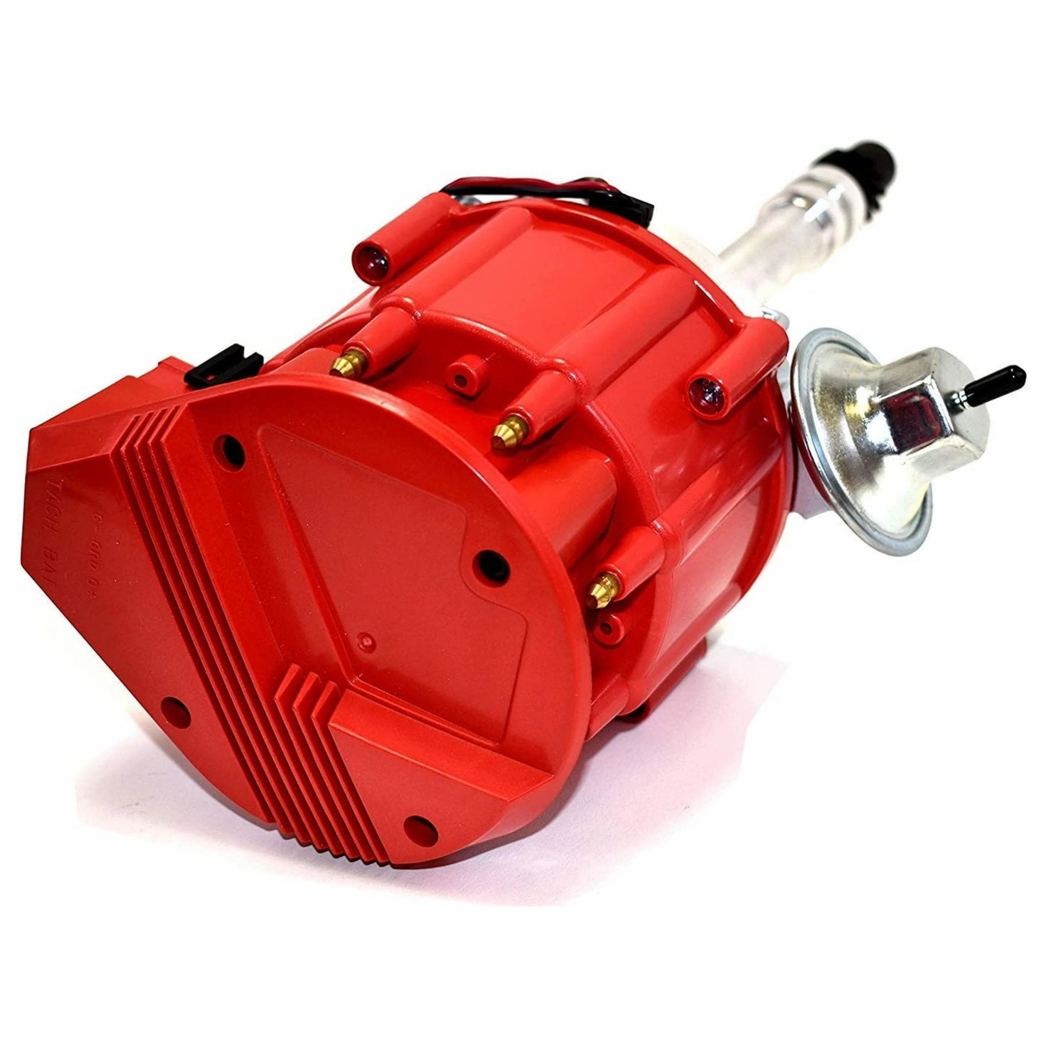 HEI Distributor with Spark Plug Wires & HEI Pigtail Harness Complete Kit Compatible with Chevrolet Chevy GM GMC Big Block Chevy BBC 396 427 Red Super Cap