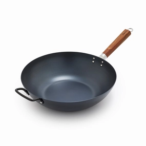 Kyoto Carbon Steel 14" Wok | Black