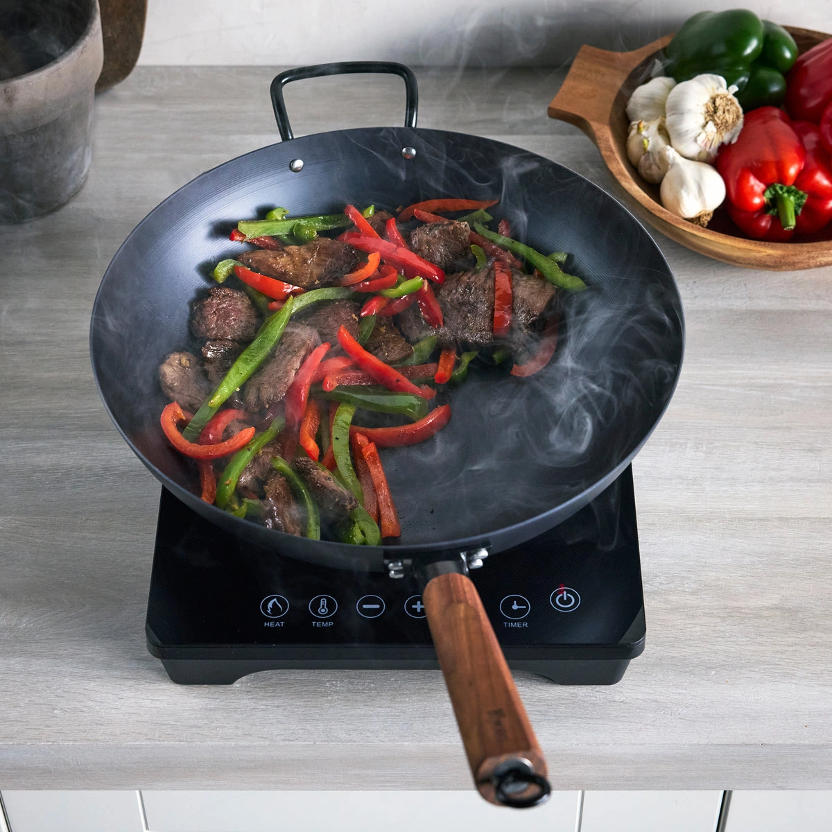 Kyoto Carbon Steel 14" Wok | Black