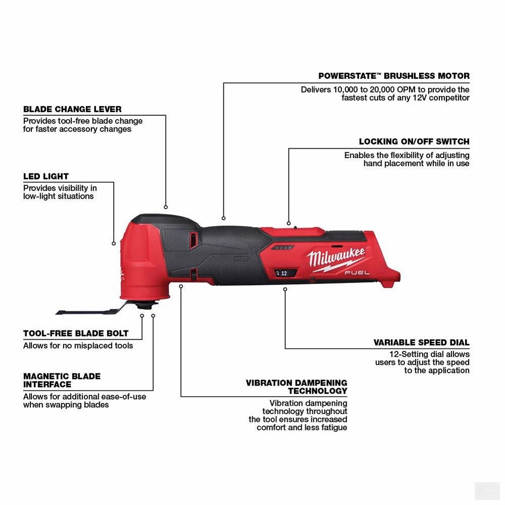 MILWAUKEE M12 Fuel Oscillating Multi-Tool [2526-20]