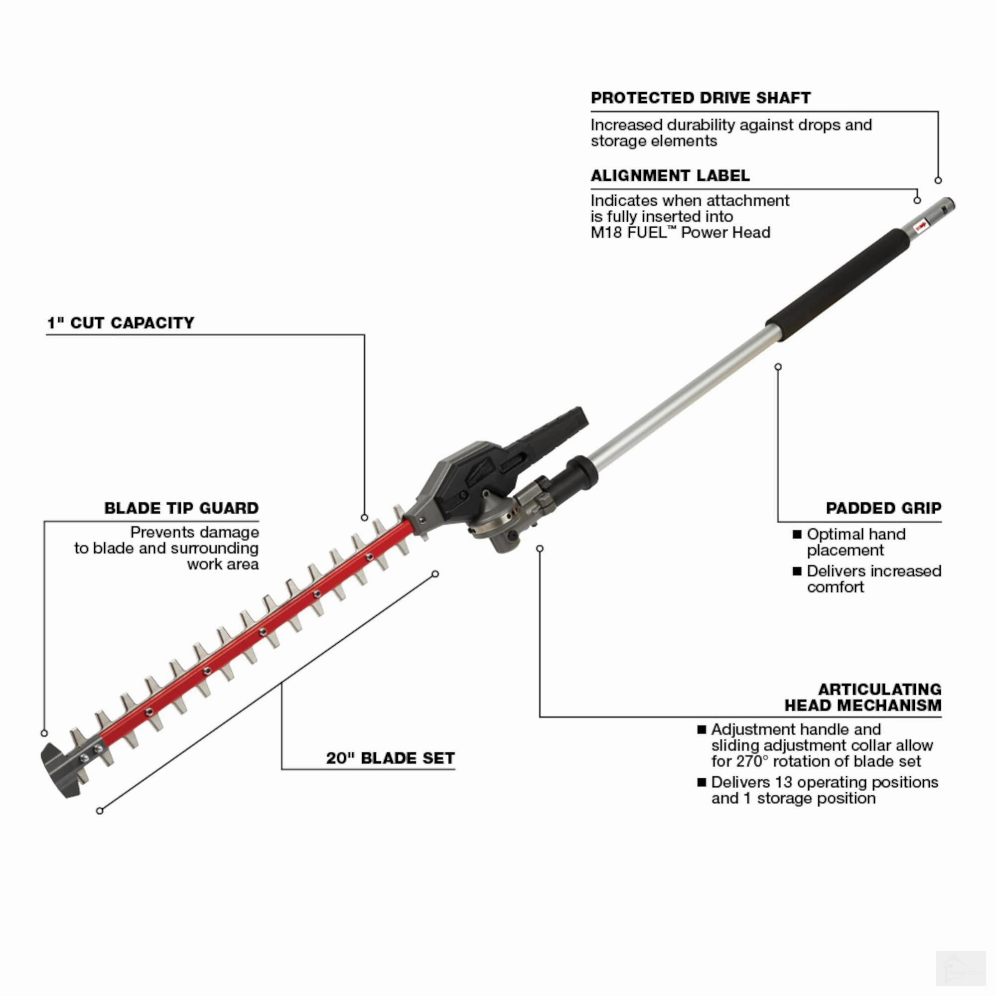 Milwaukee M18 FUEL™ QUIK-LOK™ Articulating Hedge Trimmer Attachment (49-16-2719)