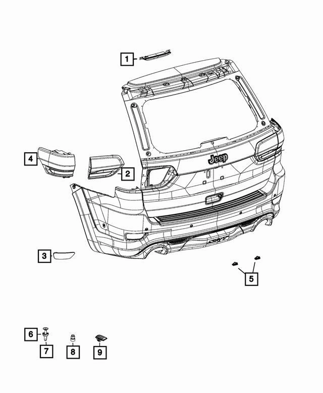 New OEM Mopar Tail Light Tail Lamp LH 2014-2022 Jeep Grand Cherokee 68368395AC