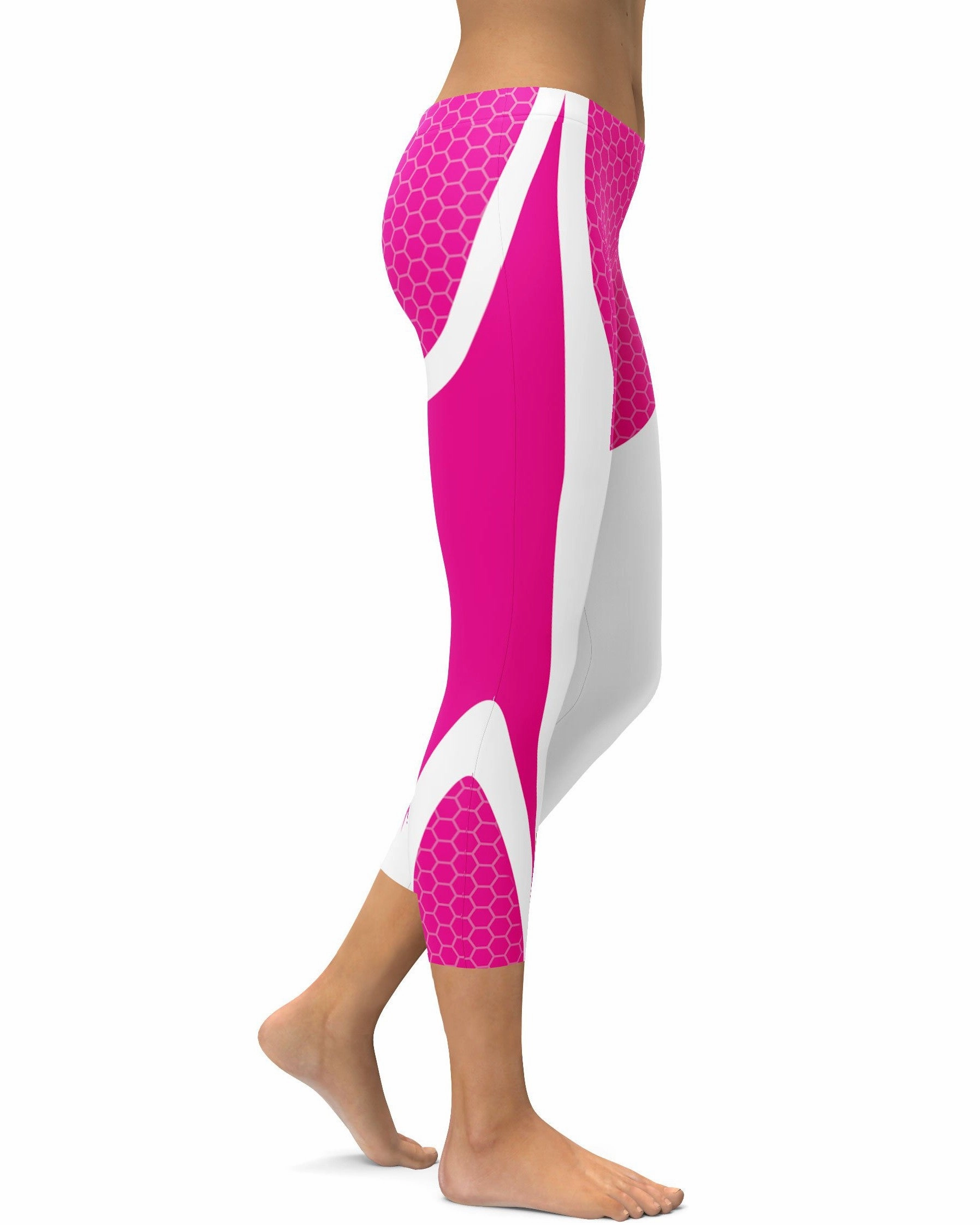 Pink Honeycomb Carbon White Capris