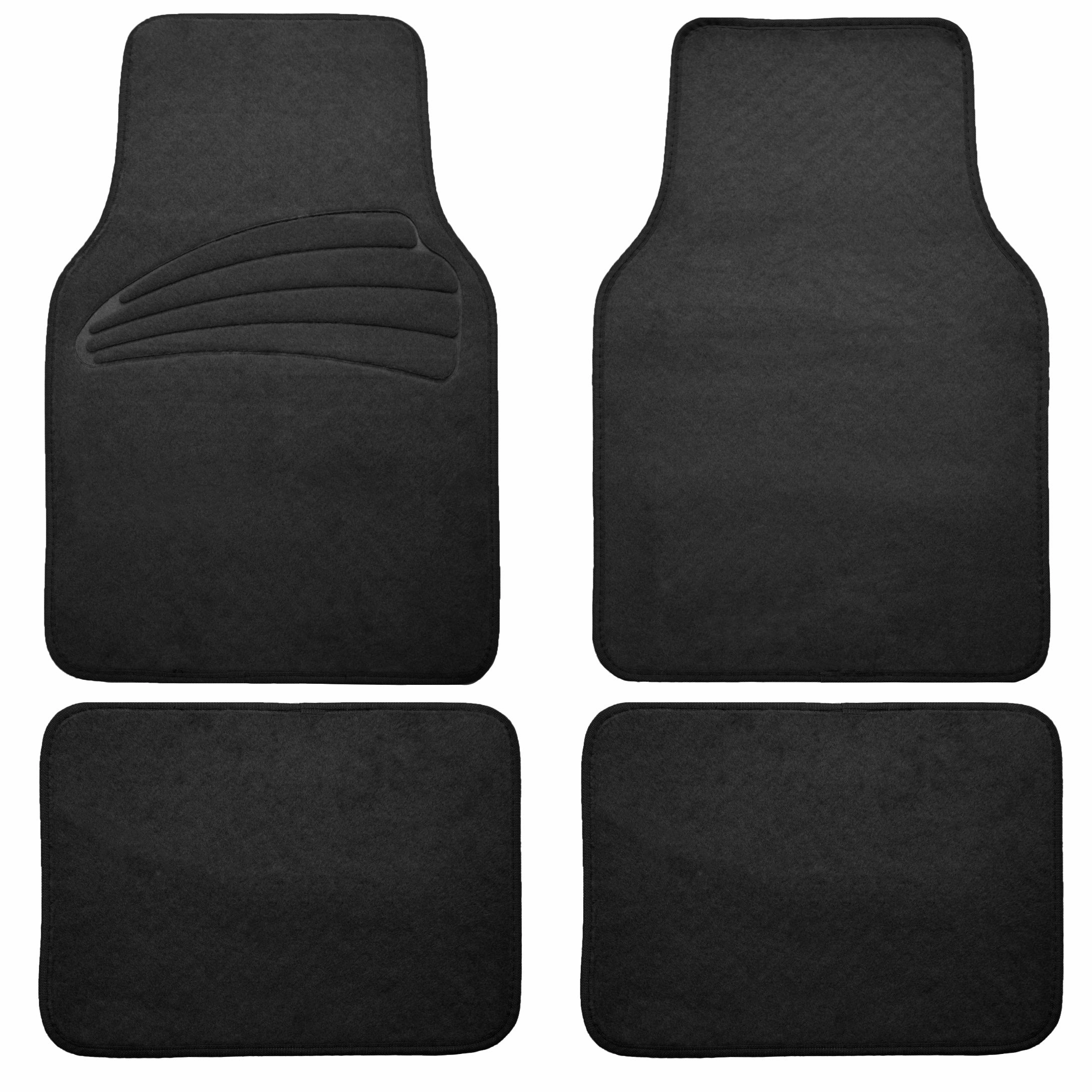 Premium Carpet Floor Mats with Heel Pad Floor Liners - Full Set Black