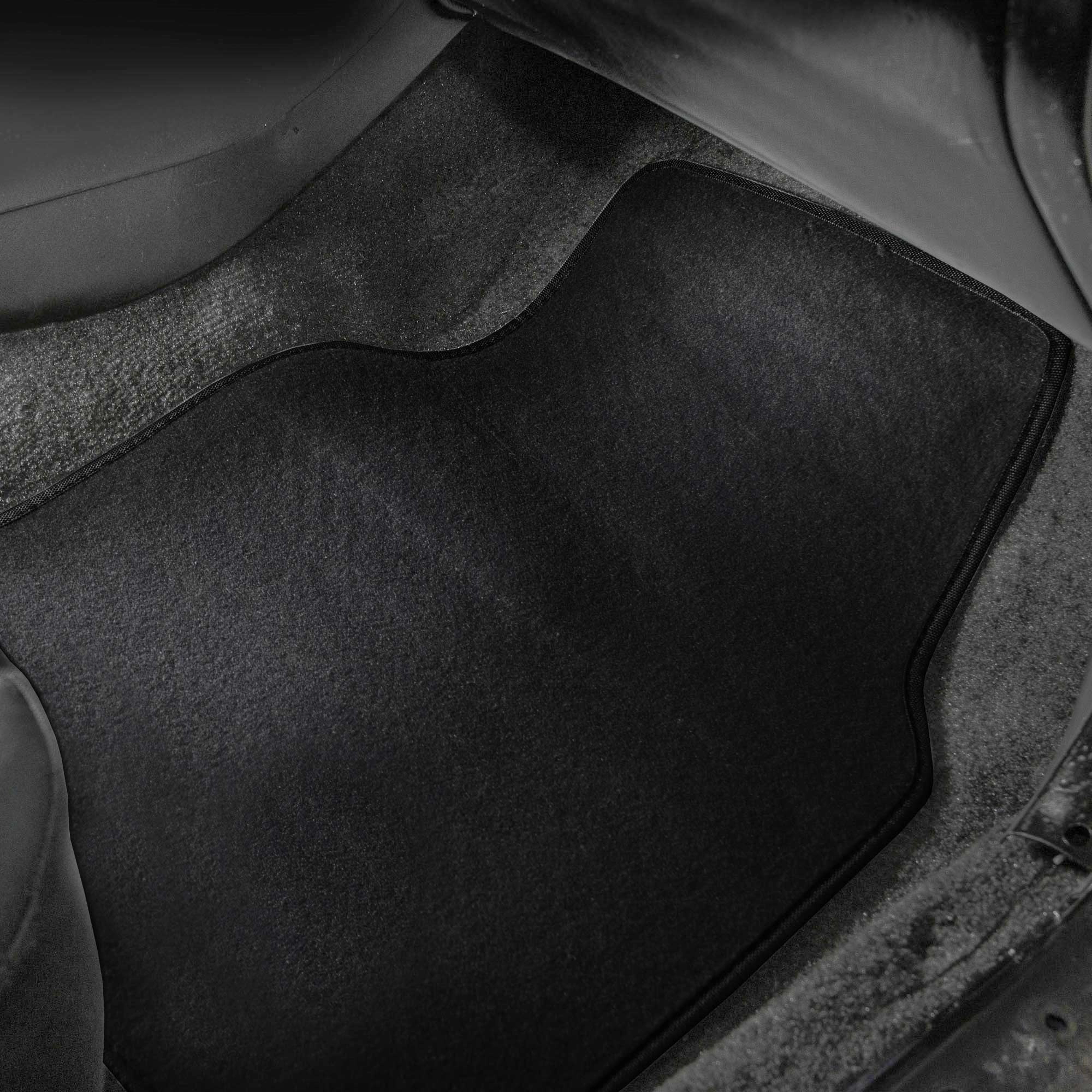 Premium Carpet Floor Mats with Heel Pad Floor Liners - Full Set Black