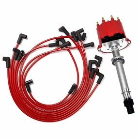 SBC BBC EFI TBI Distributor and Spark Plug Wires Compatible With GMC CHEVY 1987-1997 5.0L 5.7L C-K Pickup Truck Van Camaro 305 350 HEI652R Red Cap 2-in-1 Kit