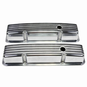 SBC Chevy 283 327 350 400 TALL FINNED POLISHED ALUMINUM VALVE COVERS 58-86
