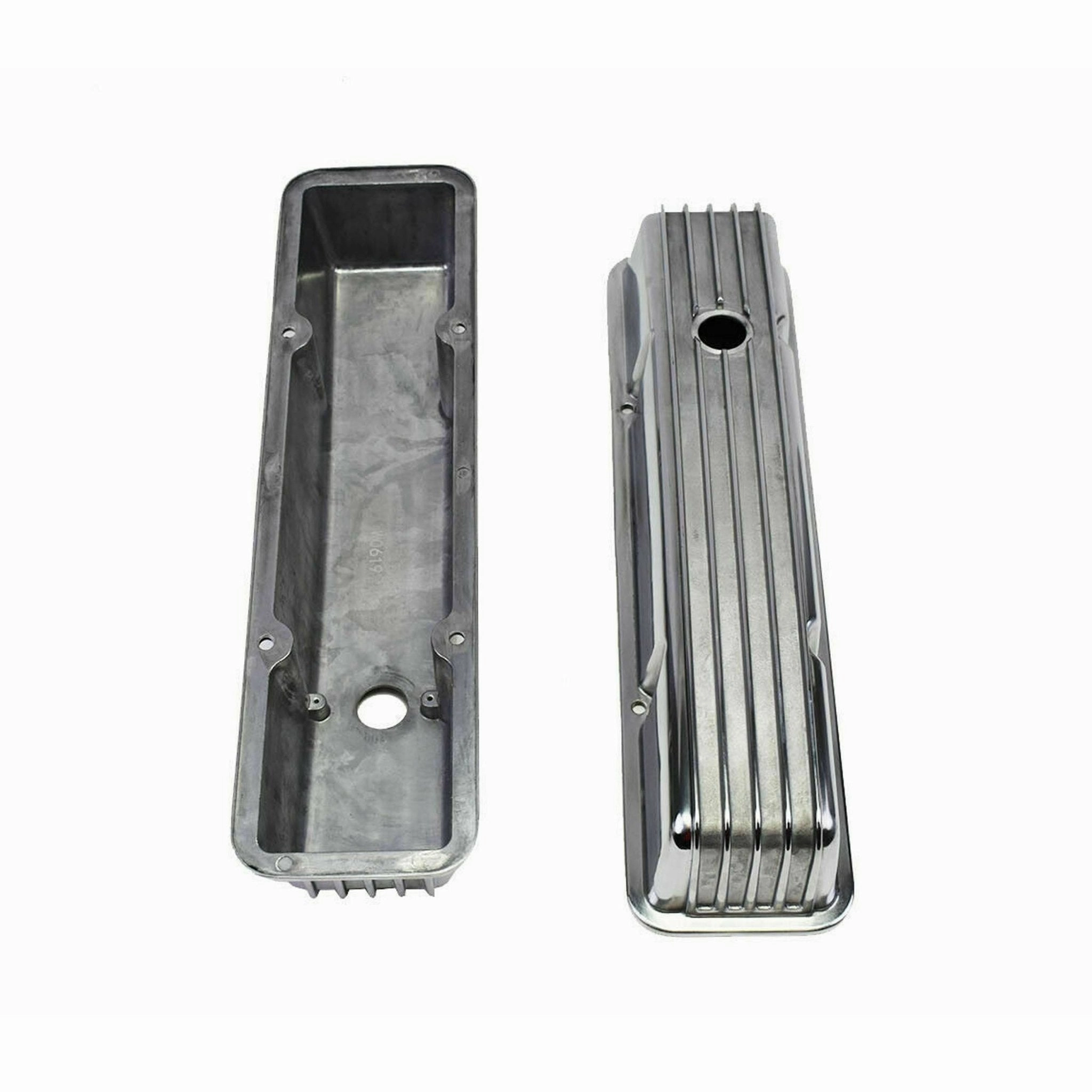 SBC Chevy 283 327 350 400 TALL FINNED POLISHED ALUMINUM VALVE COVERS 58-86
