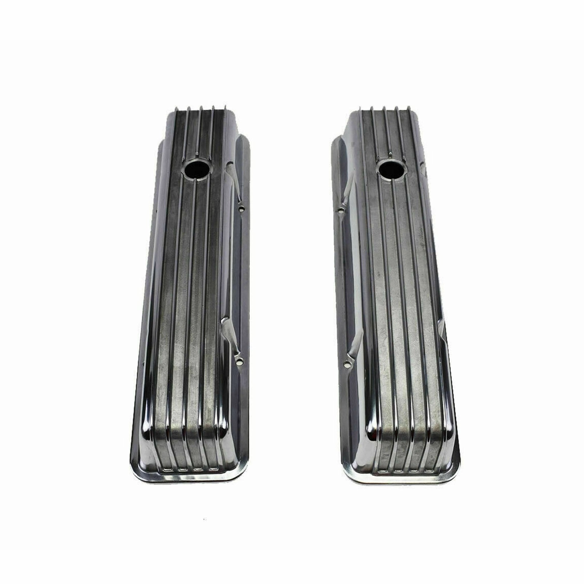 SBC Chevy 283 327 350 400 TALL FINNED POLISHED ALUMINUM VALVE COVERS 58-86