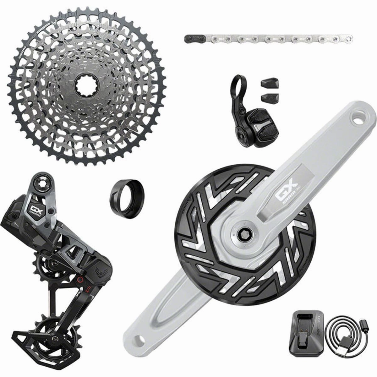 SRAM GX Eagle T-Type Ebike AXS Groupset — 104BCD 34T, Derailleur, Shifter, 10-52t Cassette, Arms not included
